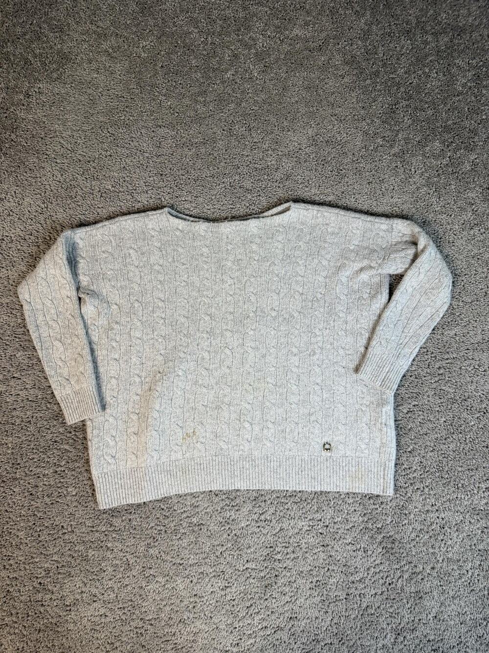 Ralph Lauren Sport Sweater Pullover Womens M Cropped Cable-Knit Wool Cashmere
